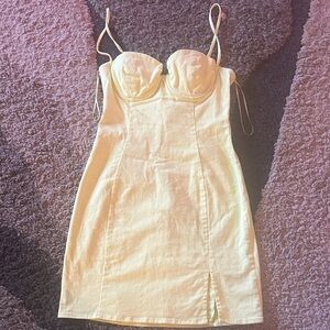 Astr Cream Mini Dress with Spaghetti Straps